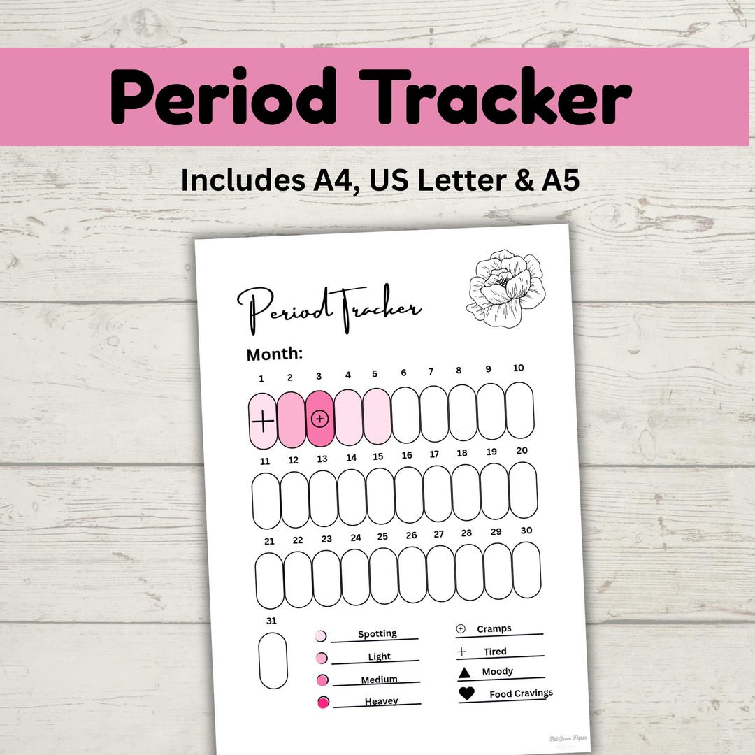 Period Tracker Printable, Journal Page Insert, A5 Planner Insert ...