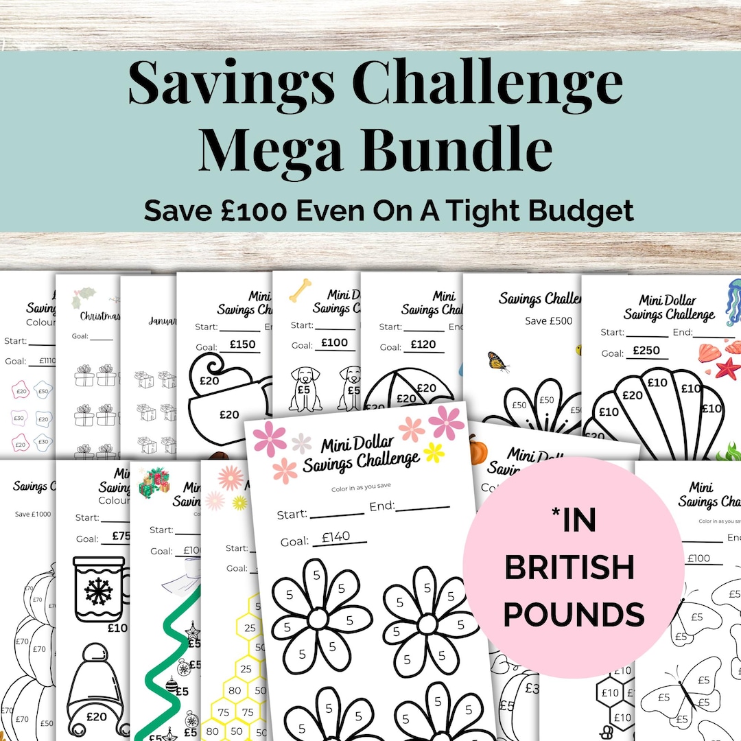 A6 British Pound Savings Challenge Printable Bundle, Mini Savings Goal ...