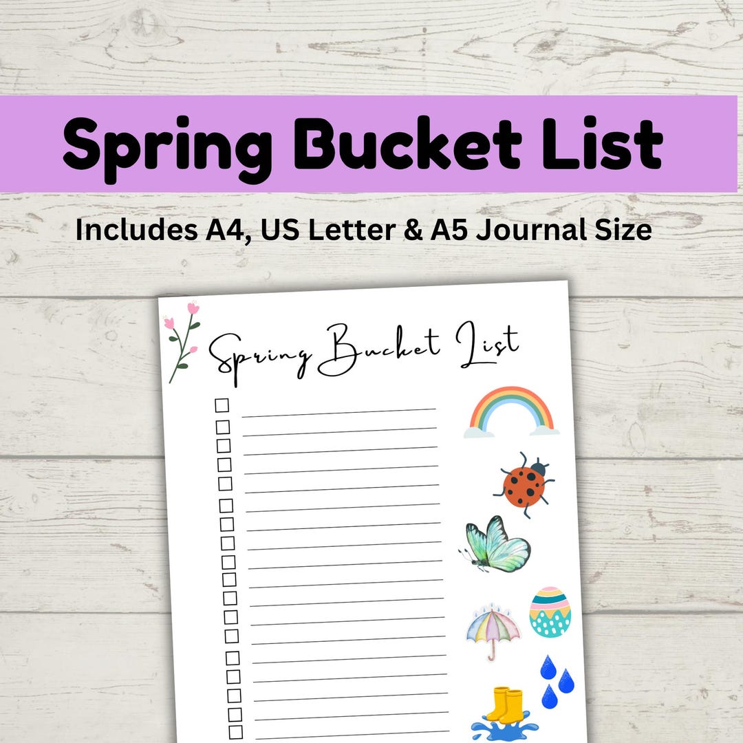 Spring Page To List Spring Bucket List Printable, Spring Activity Planner, Printable ...