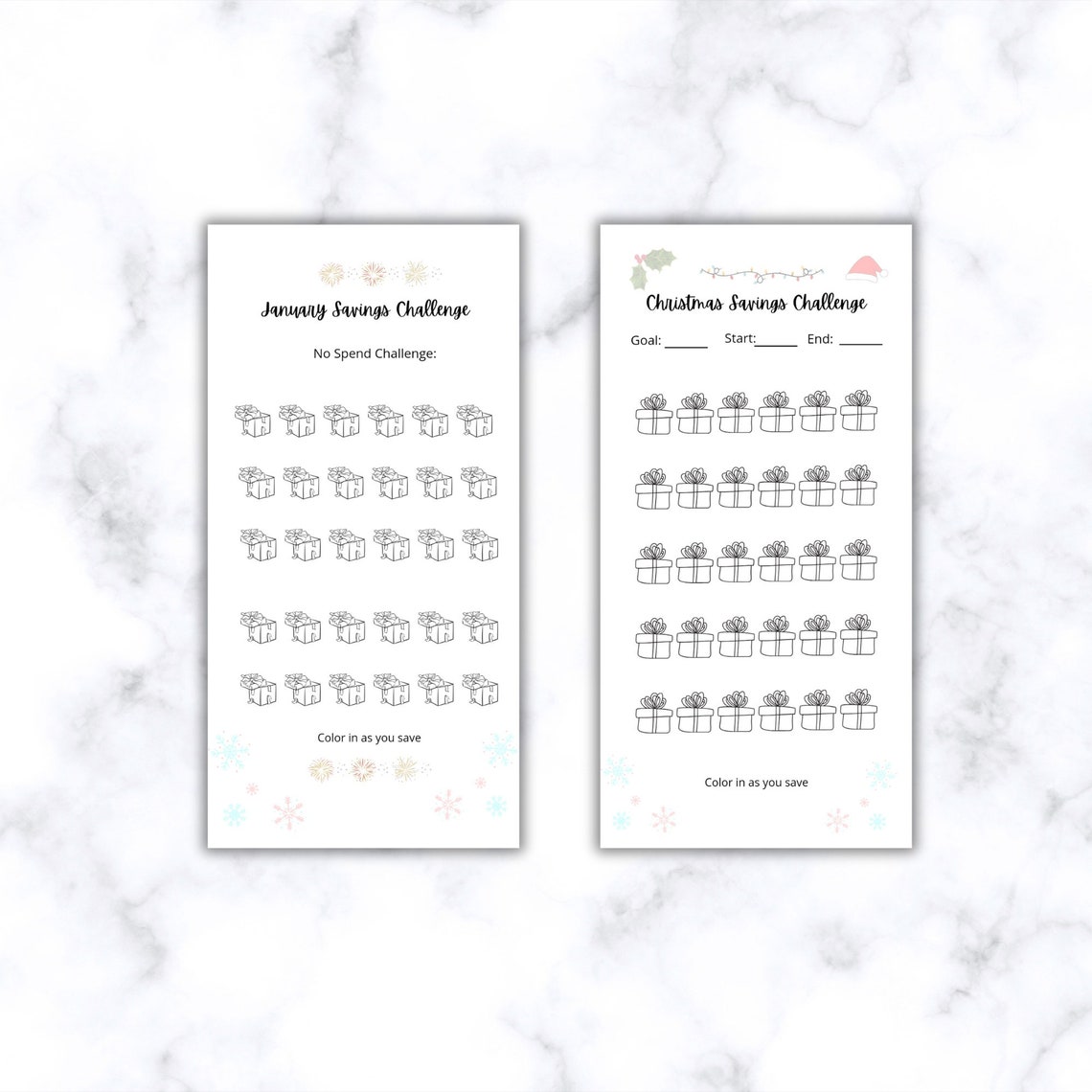 January No Spend Challenge Printable Christmas Savings Challenge ...