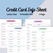 Credit Card Information Sheet PDF Printable Template Home - Etsy