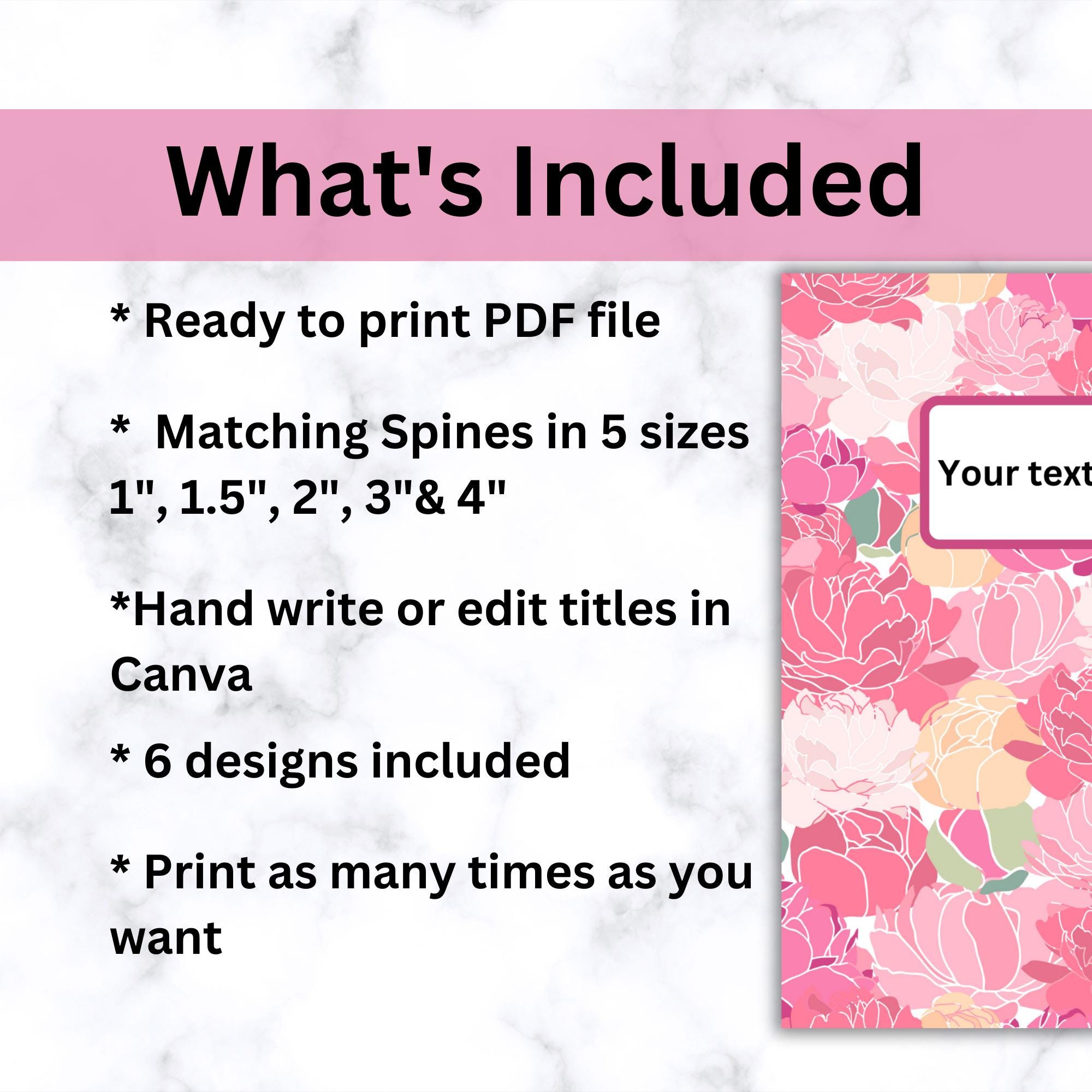 6 Binder Cover and Spines, Editable Canva Template, Printable PDF, DIY ...