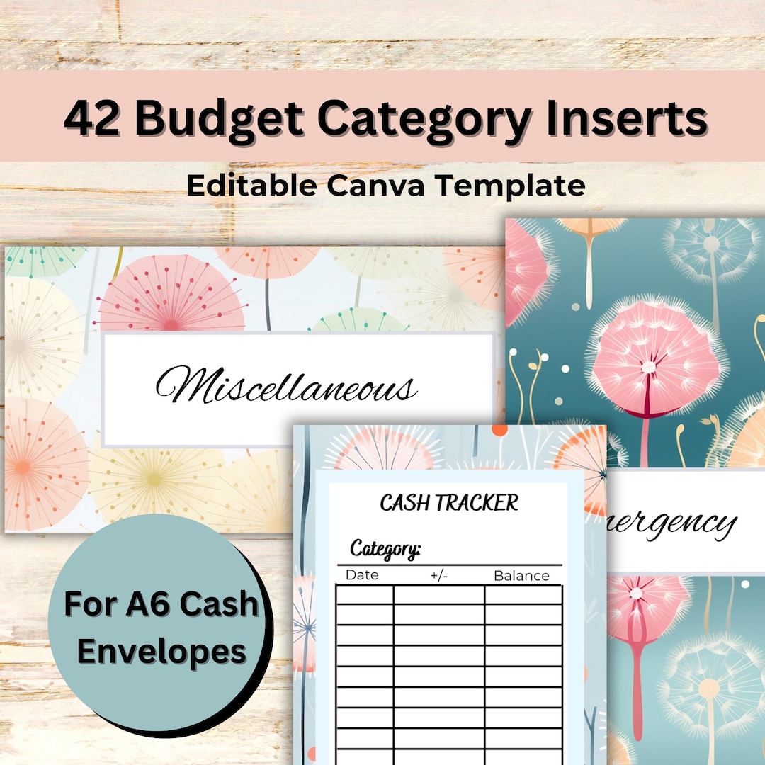 Budget Category Insert Dashboard, Cash Envelope Stuffing Label, A6 Cash ...