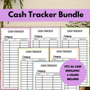 Pastel Cash Tracker Printable, A6 Bargeld Umschlag Einsätze Bundle, Ausgaben Log PDF, Ausgaben Aufschlüsselung, 6 Designs