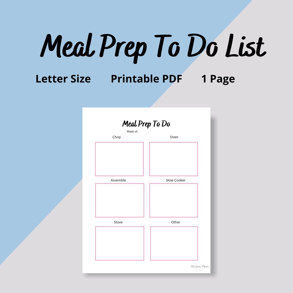Meal Planner Printable Meal Prep to Do List PDF Worksheet - Etsy