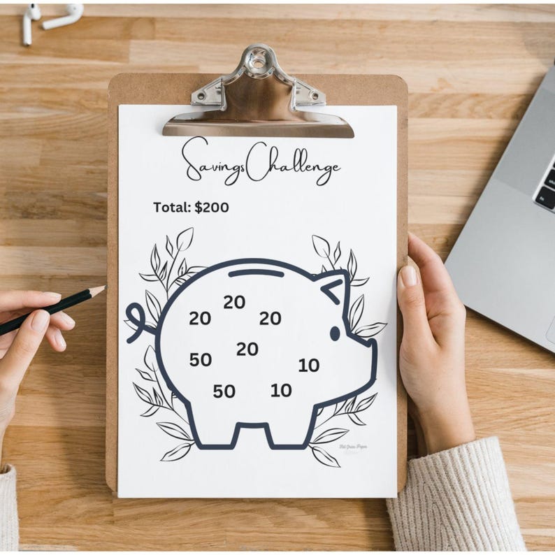 Piggy Bank Savings Challenge Printable, Savings Goal Tracker Template ...