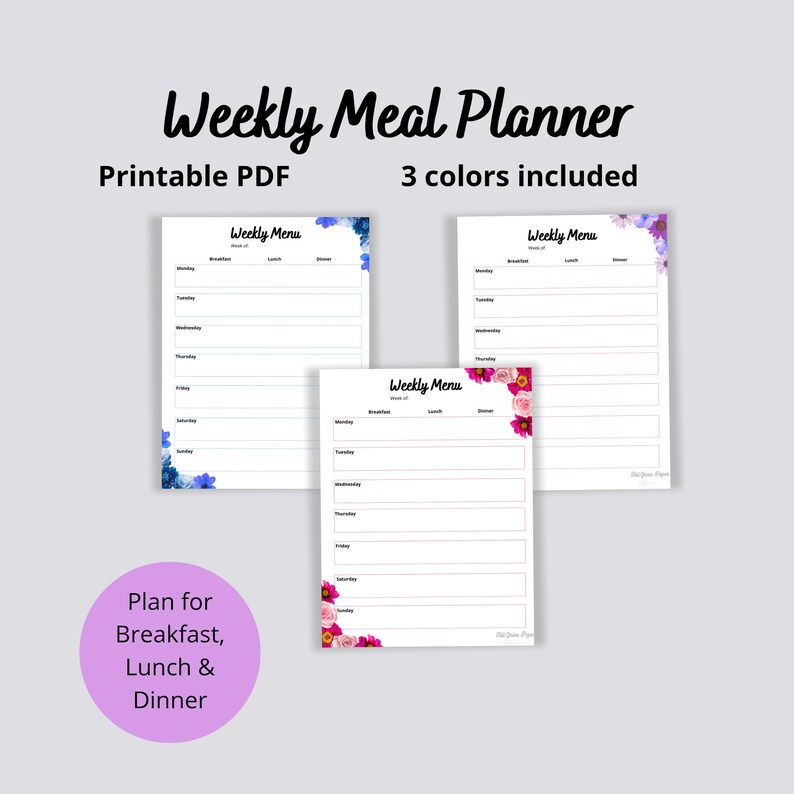 Weekly Menu Printable Template Meal Plan Organizer Meal Planner Menu Weekly Menu Printable Template Meal Plan Organizer Meal Planner Menu