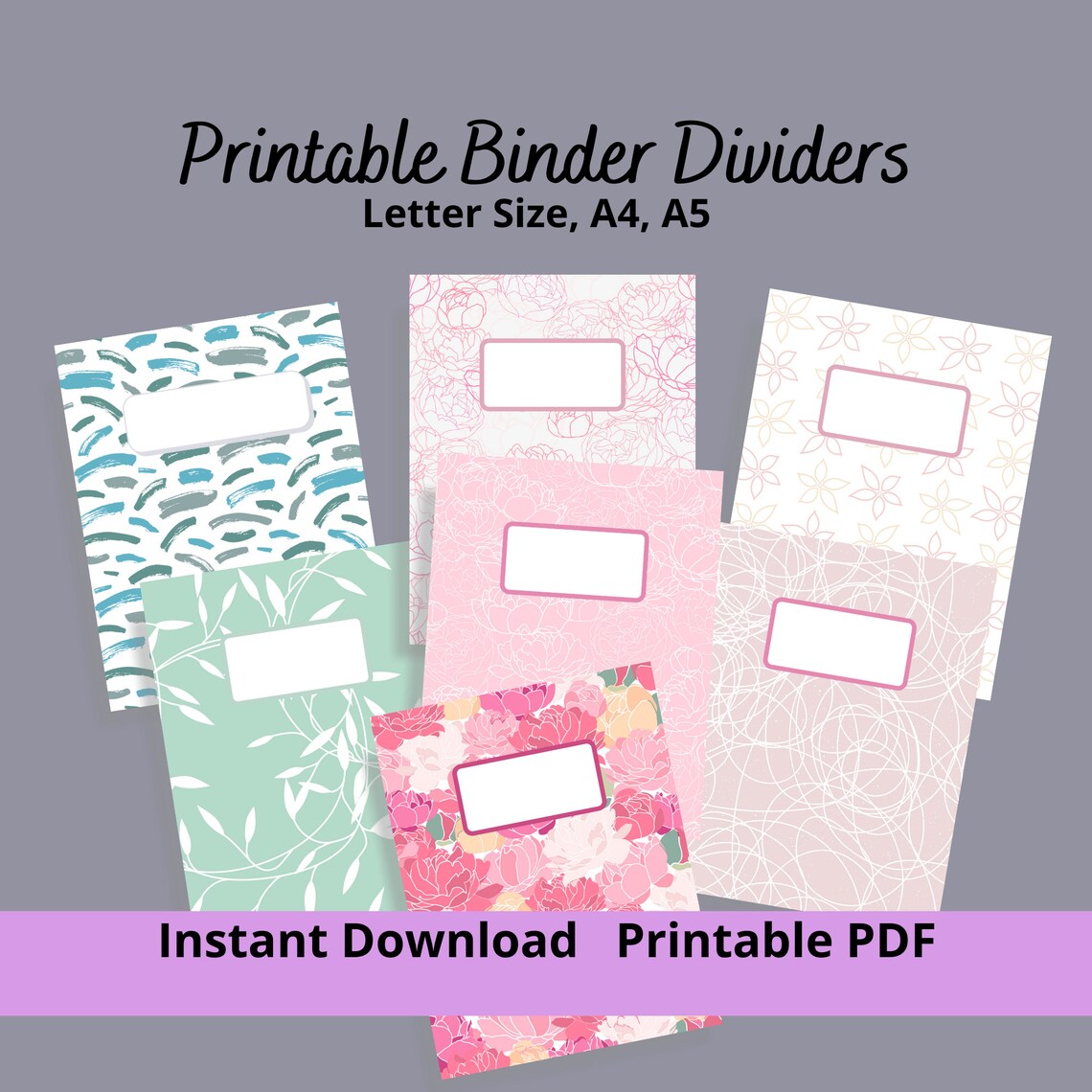 7 Binder Divider Printable PDF DIY Planner Section Title Page Etsy