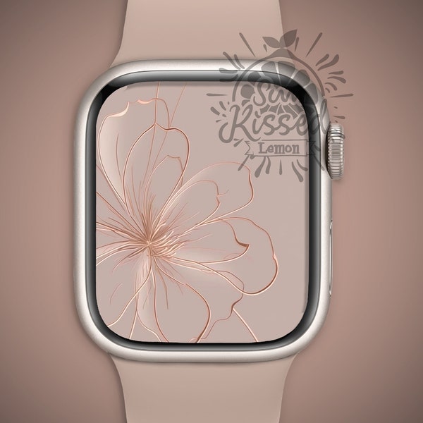 Floral Rose Gold Apple Watch Face Wallpaper High Resolution, Fits other watches
