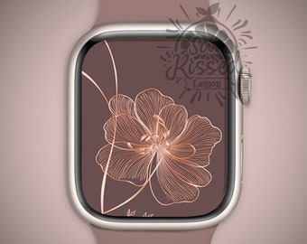 Floral Rose Gold Apple Watch Face Wallpaper High Resolution, Fits other watches