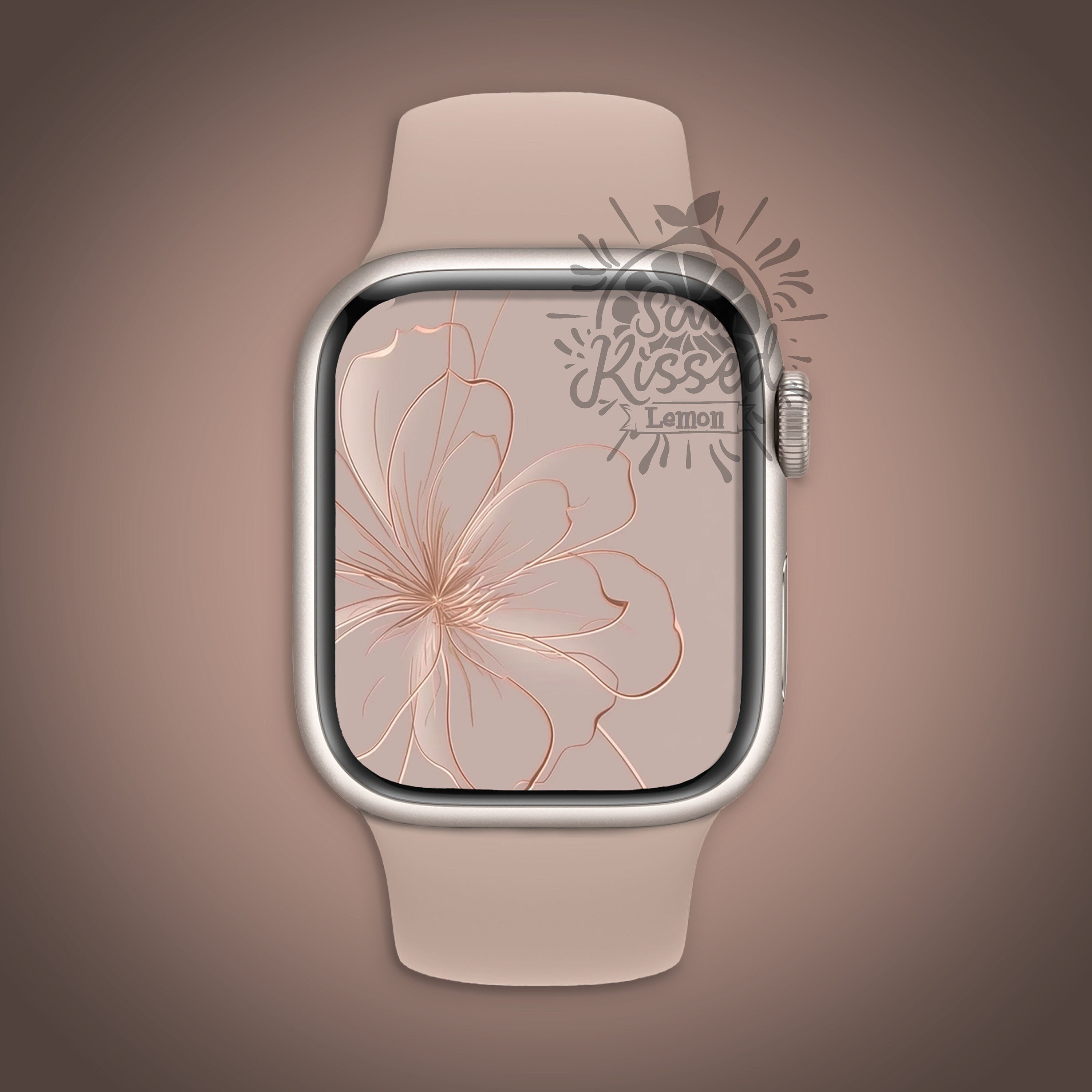Floral Rose Gold Apple Watch Face Wallpaper High Resolution, Fits other watches