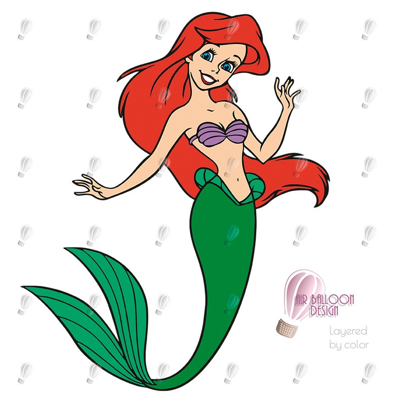 Download The Little Mermaid Ariel Svg DXF 2Png 2JPEG Hand-Drawn | Etsy