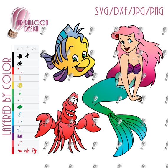 Download Mermaid Svg Ariel Svg Friends Fish Flounder Svg Crawfish Etsy