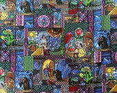 Beauty and the Beast Fabric Disney Fabric By the Fat Quarter 18 quot x 21 quot Disney Princess Fabric Stained Glass Fabric Fast Shipping