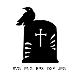 Paquete SVG de cementerio embrujado / Clipart de cementerio de Halloween / Archivos de corte de tumba, cuervo y lápida espeluznante para Cricut / Silhouette