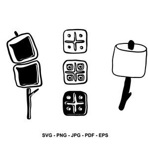 Marshmallows am Stiel, Marshmallow SVG, S&#39;mores Marshmallow, Camping, digitaler Download, Sofort Download