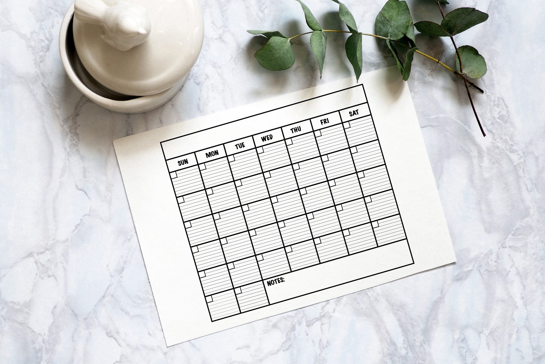 Monthly Calendar SVG, Printable Wall Calendar, Planner SVG, Planner SVG ...