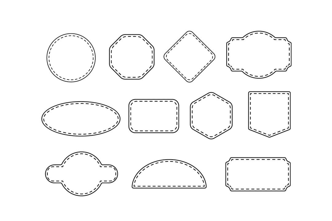 Leather Patch Bundle Svg, Faux Stitch Template, Dotted Outline, Hat ...