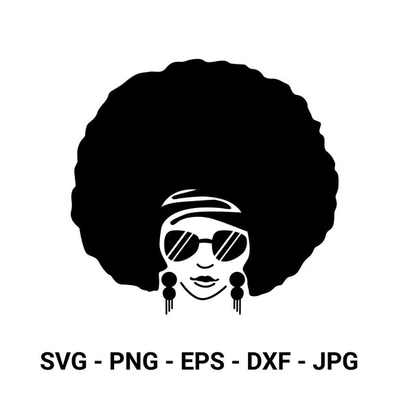 Afro Diva  - Face - Queen Boss - Black Woman - eps - dxf - PNG - JPG - Clipart - Clip Art - Digital Download - Cricut Explorer