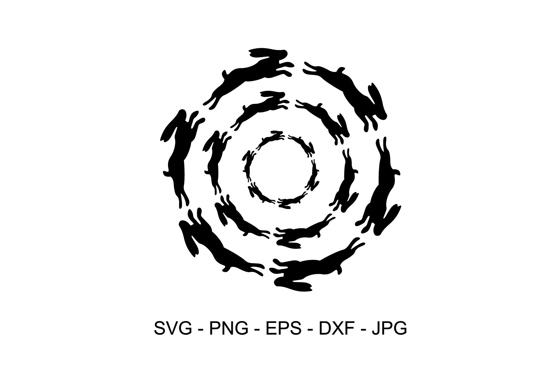 Rabbit SVG Circle Spiral Shape Rabbits in a Circle - Etsy