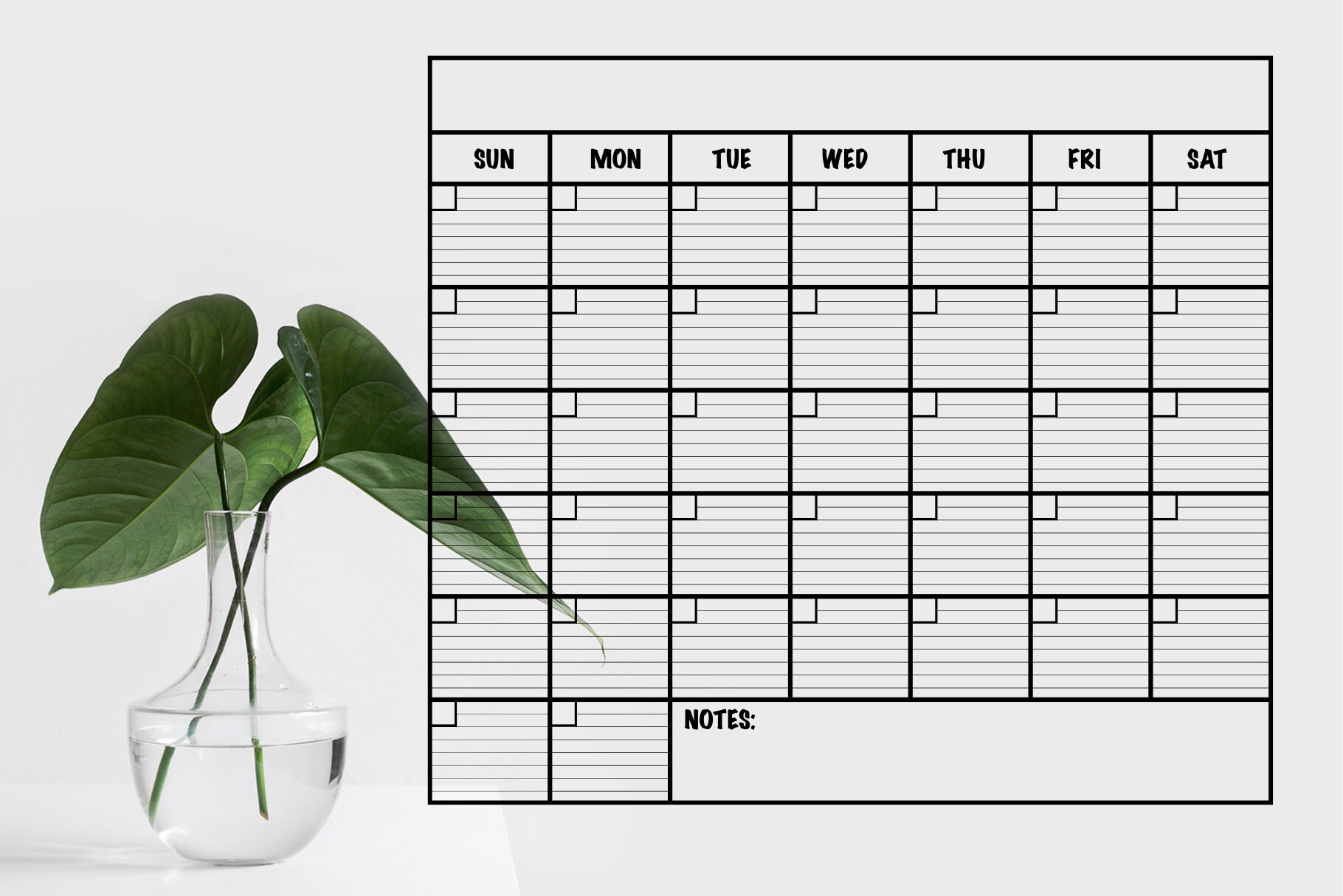Monthly Calendar SVG, Printable Wall Calendar, Planner SVG, Planner SVG ...