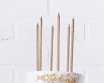 Slim Tall Champagne Birthday Candles | Long Birthday Candles | Long Burn Time | Happy Birthday | Cake Topper | Cake Candles | Dipped Candle