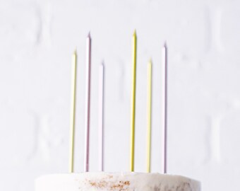 schmale rosa und goldene Geburtstagskerzen | Lange Geburtstagskerzen | Festkerzen | Alles Gute zum Geburtstag | Kerzen | Getauchte Kerze