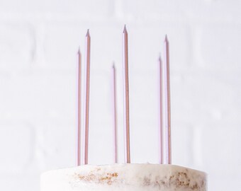 Schlanke hohe rosa Geburtstagskerzen | Lange Geburtstagskerzen | Lange Brenndauer | Rosa Geburtstag | Alles Gute zum Geburtstag | Kerzen | Getauchte Kerze