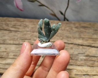 Beautiful miniature, collectible piece - Green prase quartz,  Serifos,  Greece. Thumbnail