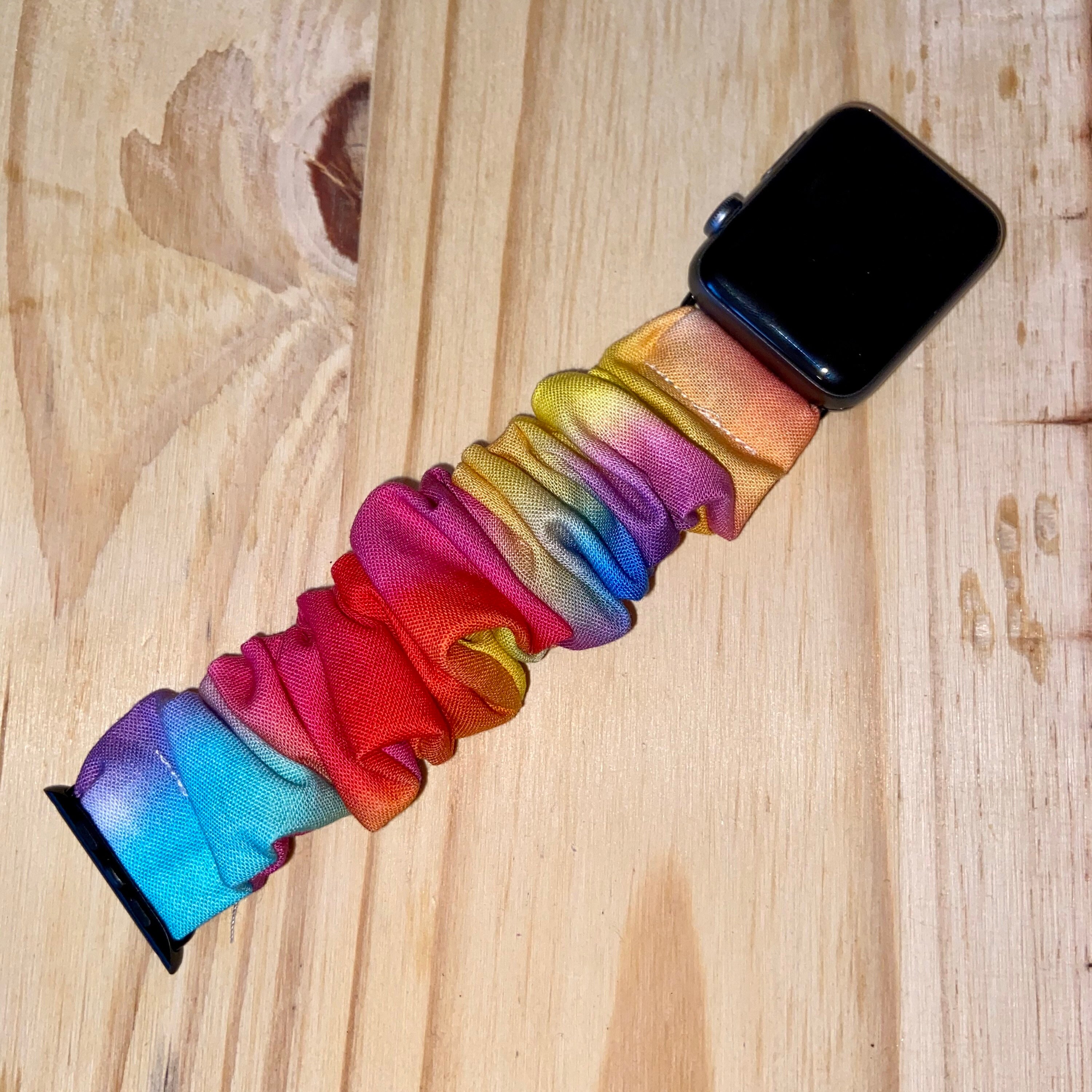 Tie Dye Apple Watch Scrunchie Band Strap Fitbit Rainbow Etsy España