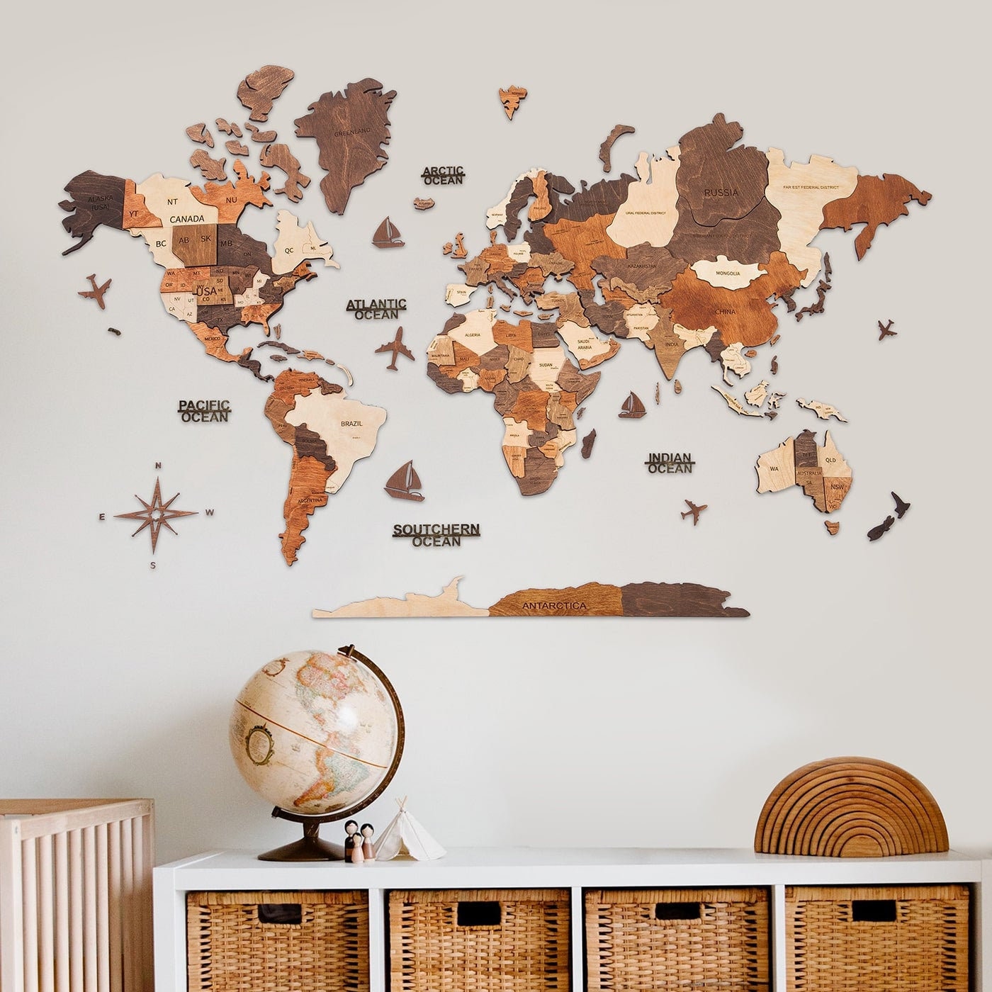 3D Multicolor Wood World Map Anniversary Gift World Map Etsy