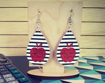 Teacher Earrings, Red Apple Earrings, back to school earrings, teacher appreciation gift, teacher accessories