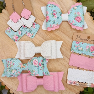 Floral swiss dot spring accessories, tea party hair accessories, floral earrings, mommy & me, hair bow set, birthday hair bow, gift for girl
