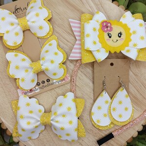summer sunshine hair bows, glitter headband for summer, butterfly pigtail bows, summer accessories for girls, sunshine hair accessories