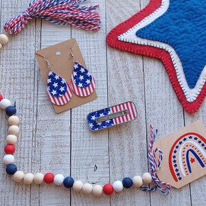 Patriotic Earrings & Hair Clip | 4th of July | Women&#39;s Accessories | Memorial Day