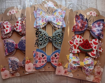 Summer variety pack hair bows on clips, buy more save more hair bows, summer hair accessories for girls, gift for girls, summer accessories