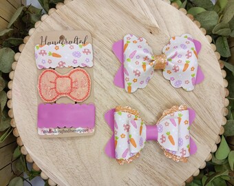 Easter hair accessories for girls, Easter hair bow on clip, Easter snap clip set, spring accessories for girls, Easter egg hunt hair bow