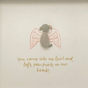 Dog pebble art - grieving pebble art - thinking of you pebble art - heavenly dog - handmade gift - pebble art gift - pebble art