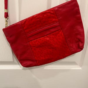 Vintage Brixton red leather shoulder bag
