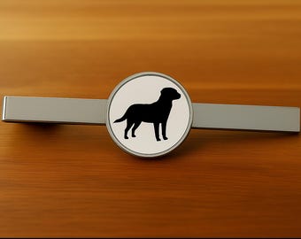 Labrador Tie Clip Bar - 16mm Glass Lens  -  Rhodium Plated