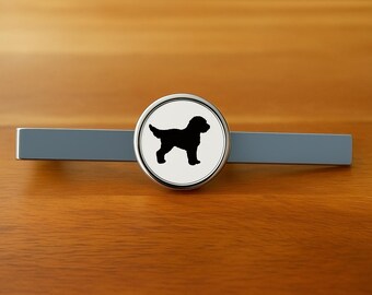 Cockapoo Tie Clip Bar - 3D Glass Cabochon - Rhodium Plated - Canine Dog
