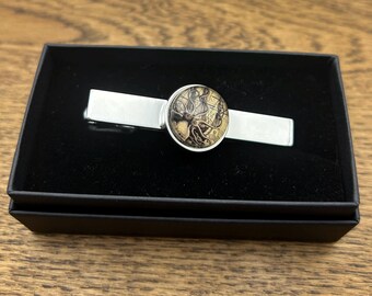 Kraken Octopus Tie Clip: Pirate Ship Attack, Rhodium Plate, 3D Glass