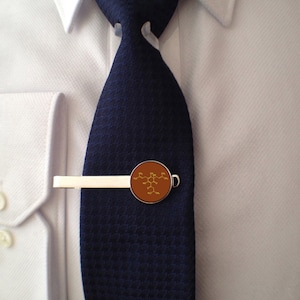 Beer Molecule Tie Clip: Rhodium Plated Bar, 3D Glass Detail