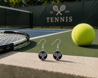 Tennis Small Dangle Drop Earrings - Boxed - 10mm 0.4" - Silver Plated Hooks
