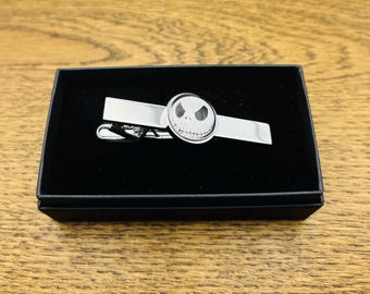 Jack Skellington Tie Clip – Rhodium Plate, 3D Glass Detail