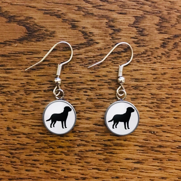 Orecchini pendenti piccoli a forma di Labrador - Piccoli, pendenti da 10 mm (0,4") - Confezionati in scatola - Ganci placcati in argento - Per amanti dei cani