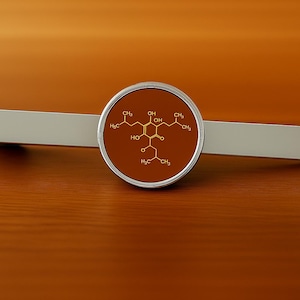 Beer Molecule Tie Clip: Rhodium Plated Bar, 16mm 3D Glass Detail