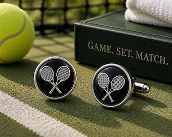 Tennis  Cufflinks - Rhodium Plate, sports  Gift