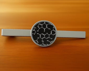 Fermacravatta con formula chimica e equazione - Lente in vetro da 16 mm - Placcato in rodio - Professore laureato - Regalo di qualità