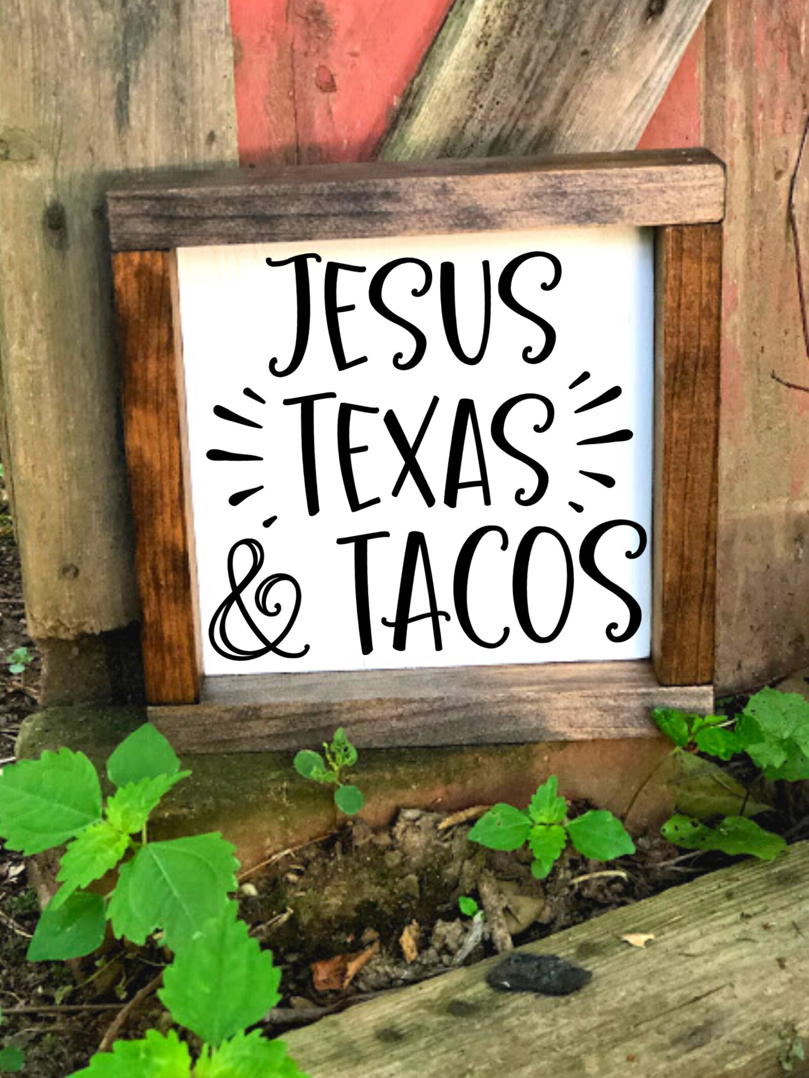 Jesus Texas & Tacos Farmhouse Vinyl Sign Kitchen Decor Etsy